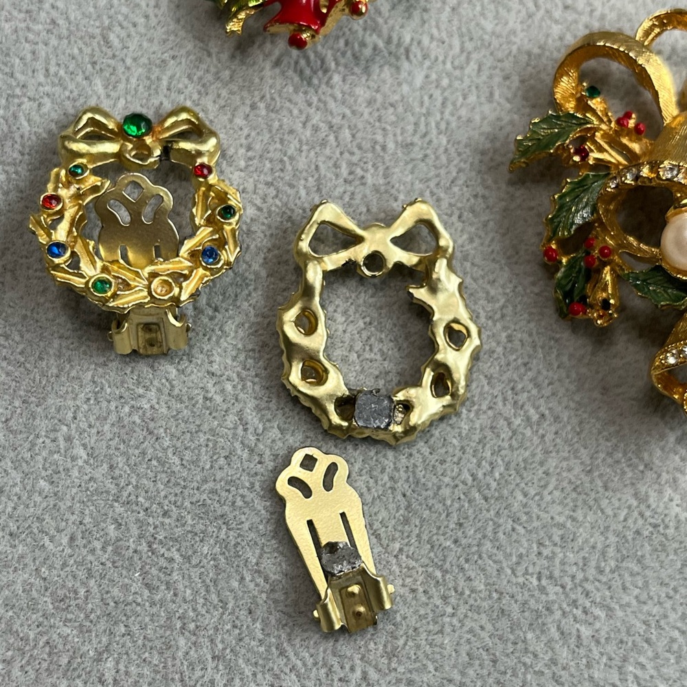 Vintage Damaged Christmas Jewelry Lot - Picture 3 of 6